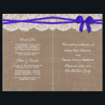 The Rustic Blue Bow Wedding Collection Programs<br><div class="desc">The rustic blue bow wedding collection is a stunning design featuring a lovely rustic burlap effect background with a romantic vintage white lace effect trim and a stunning blue bow. These programs can be personalised for your special occasion and would make the perfect template for weddings, bridal showers, engagement parties,...</div>