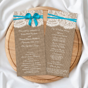 The Rustic Blue Bow Wedding Collection Programs Rack Card