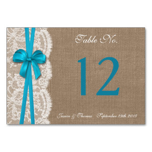 The Rustic Blue Bow Wedding Collection Table Number