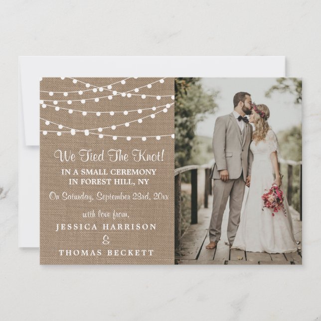 The Rustic Burlap String Lights Wedding Collection Announcement (Front)
