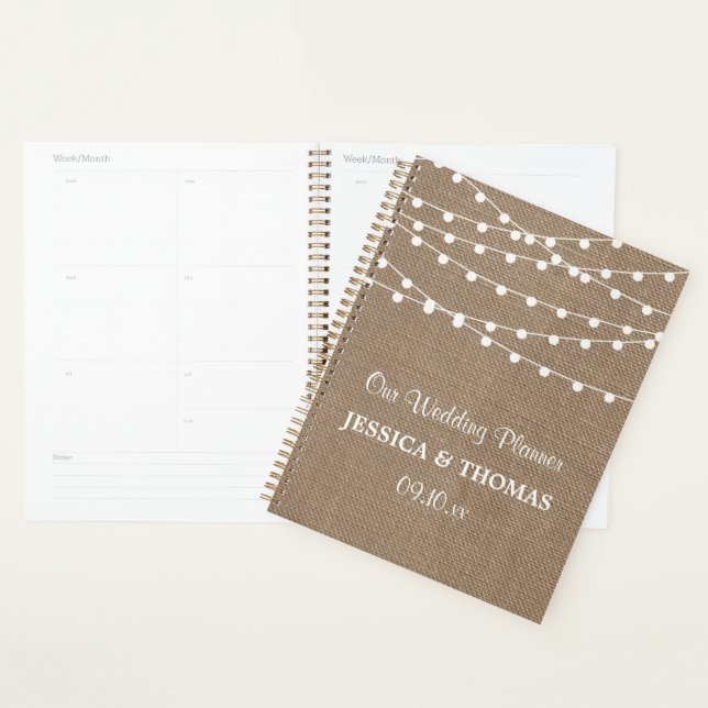 The Rustic Burlap String Lights Wedding Collection Planner (Display)