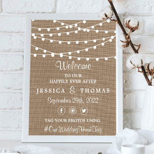 The Rustic Burlap String Lights Wedding Collection Poster