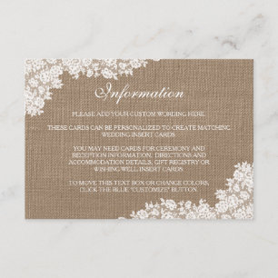 The Rustic Burlap & Vintage White Lace Collection Enclosure Card
