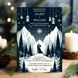 The Rustic Forest Stars Snow Bright Winter Wedding Invitation