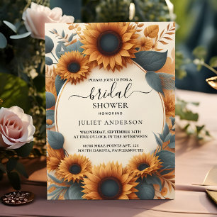 The Rustic Garden Greenery Sunflower Bridal Shower Invitation