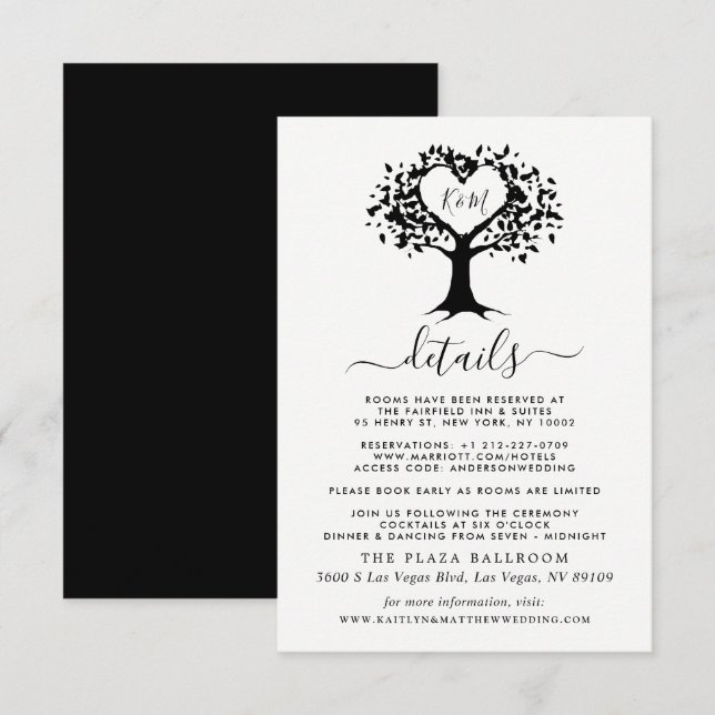 The Rustic Heart Tree Wedding Collection Detail Enclosure Card (Front/Back)