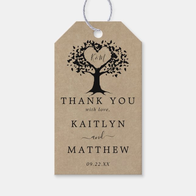 The Rustic Heart Tree Wedding Collection Gift Tags (Front)