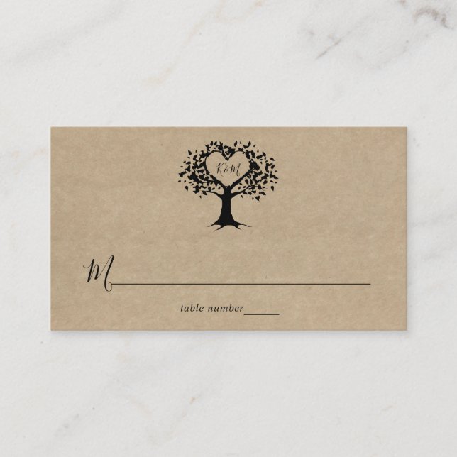 The Rustic Heart Tree Wedding Collection Place Card (Front)