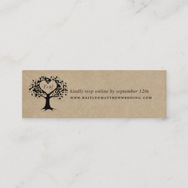 The Rustic Heart Tree Wedding Collection Website Mini Business Card (Front)