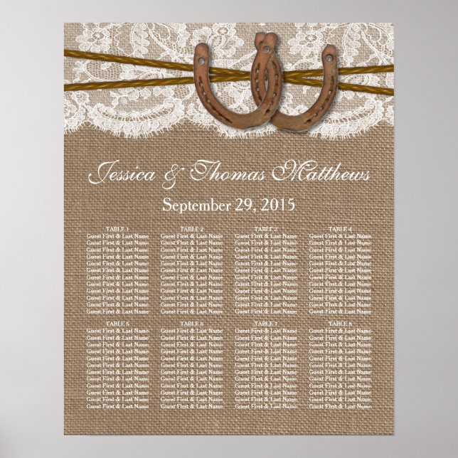 The Rustic Horseshe Wedding Collection Seating Poster (Front)