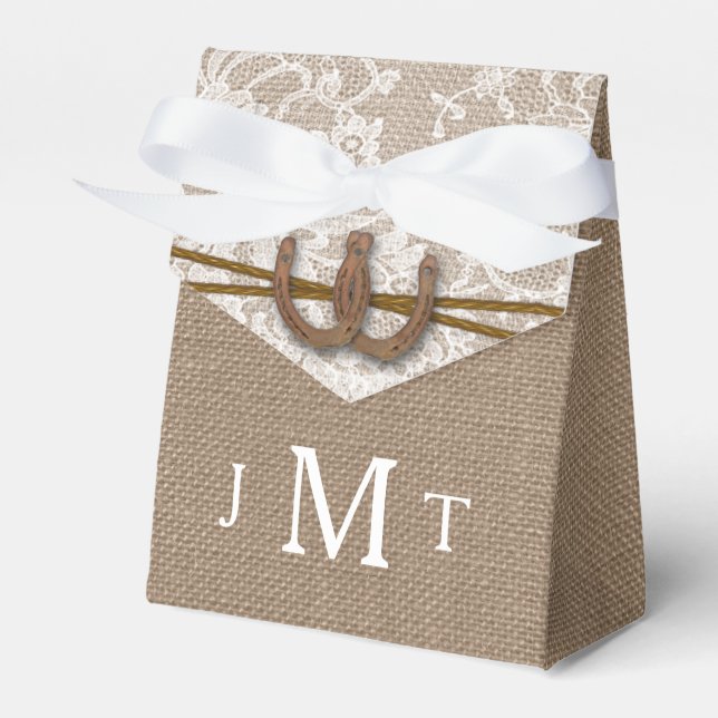 The Rustic Horseshoe Wedding Collection Favour Box (Front Side)