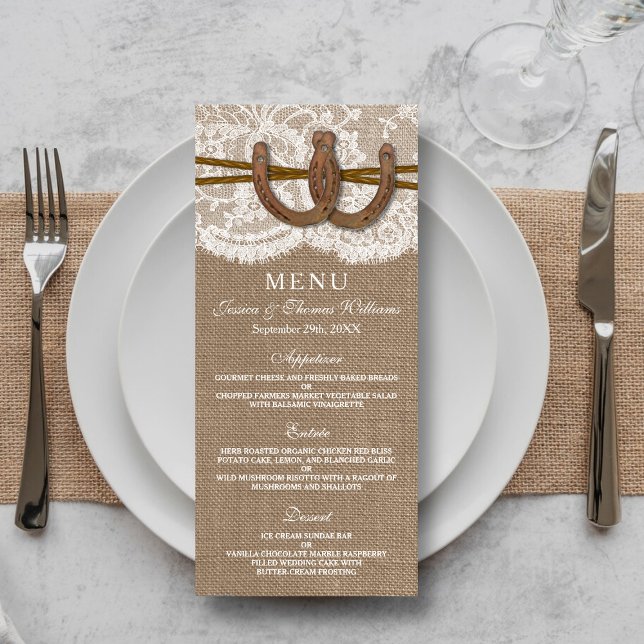 The Rustic Horseshoe Wedding Collection Menu Card (Creator Uploaded)