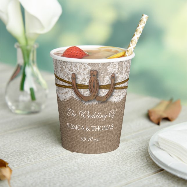 The Rustic Horseshoe Wedding Collection Paper Cups (Insitu)