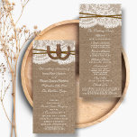 The Rustic Horseshoe Wedding Collection Programs<br><div class="desc">The rustic horseshoe collection is a stunning design featuring a lovely rustic burlap effect background with a romantic vintage white lace effect trim finished with two lucky intertwined horseshoes and twine. These programs can be personalised for your special occasion and would make the perfect template for rustic weddings, bridal showers,...</div>