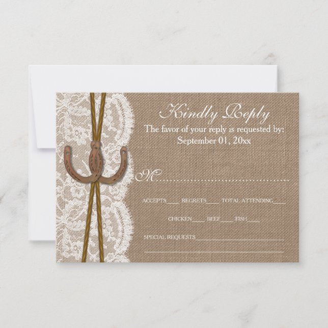 The Rustic Horseshoe Wedding Collection RSVP Card (Front)