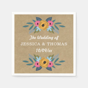The Rustic Kraft Floral Wreath Wedding Collection Napkin