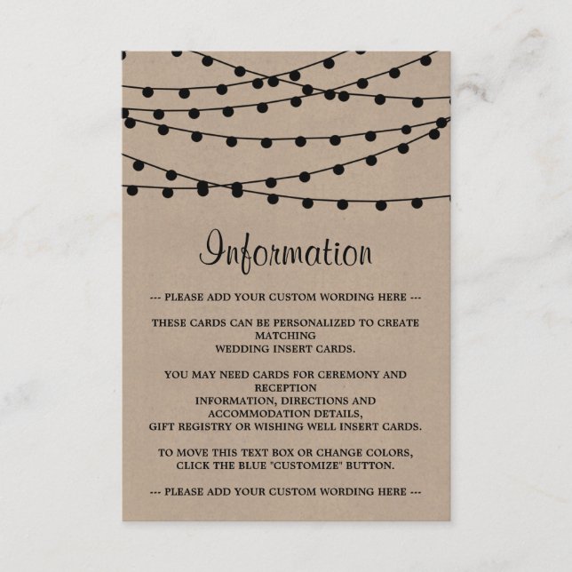 The Rustic Kraft String Lights Wedding Collection Enclosure Card (Front)