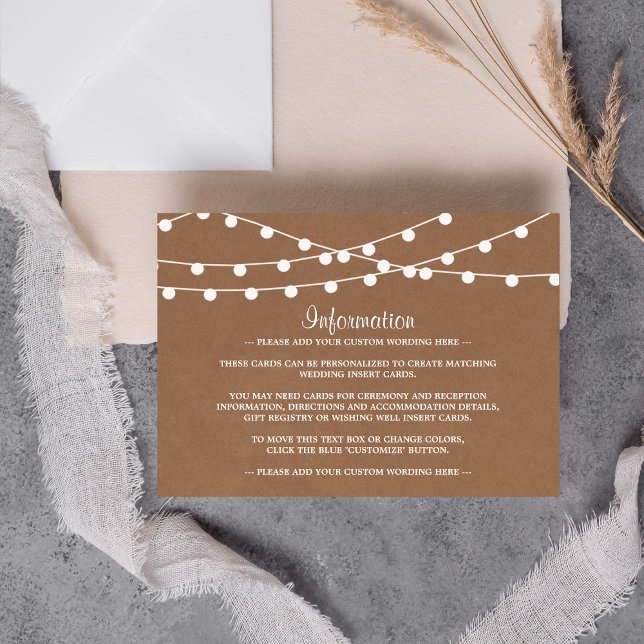 The Rustic Kraft String Lights Wedding Collection Enclosure Card (Creator Uploaded)