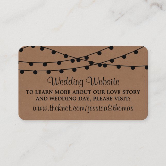 The Rustic Kraft String Lights Wedding Collection Enclosure Card (Front)