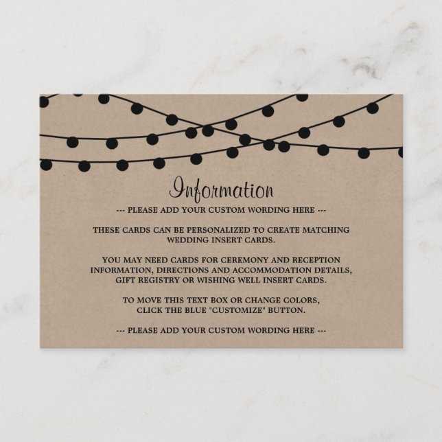 The Rustic Kraft String Lights Wedding Collection Enclosure Card (Front)
