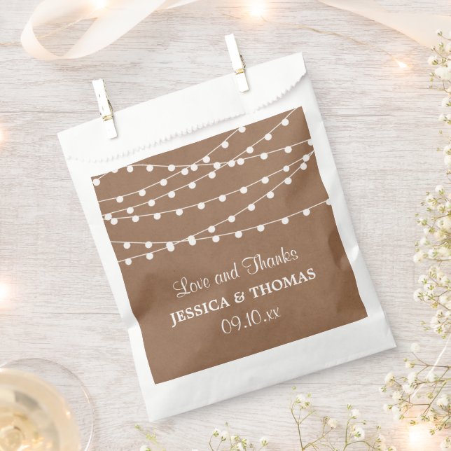 The Rustic Kraft String Lights Wedding Collection Favour Bag (Clipped)