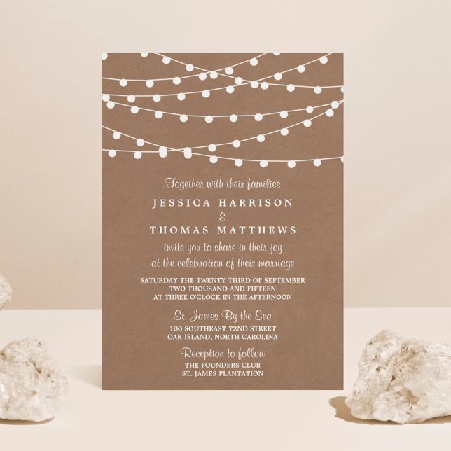 The Rustic Kraft String Lights Wedding Collection Invitation (Creator Uploaded)