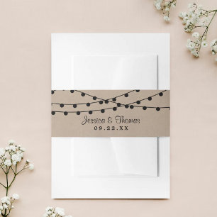 The Rustic Kraft String Lights Wedding Collection Invitation Belly Band