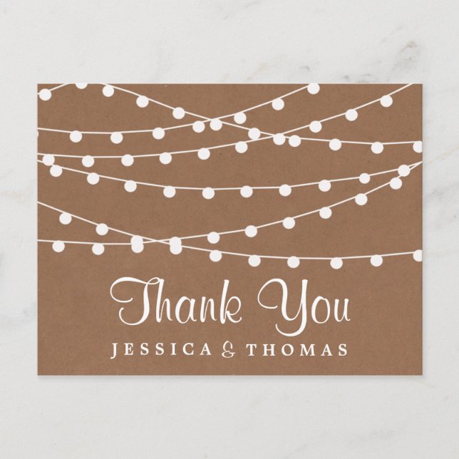 The Rustic Kraft String Lights Wedding Collection Postcard (Front)