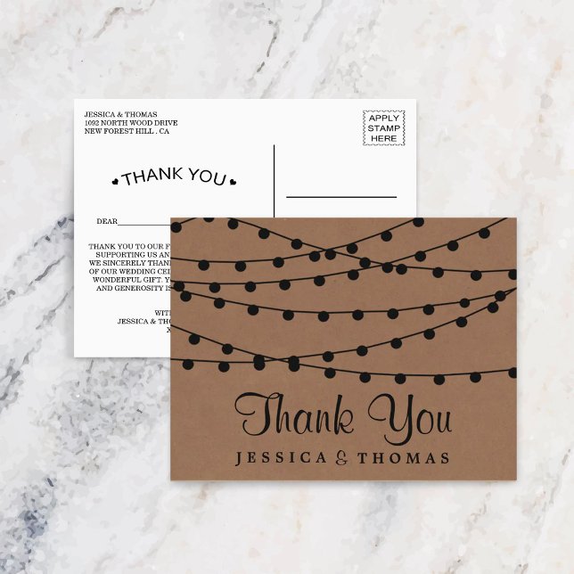 The Rustic Kraft String Lights Wedding Collection Postcard (Creator Uploaded)