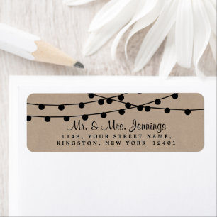 The Rustic Kraft String Lights Wedding Collection Return Address Label