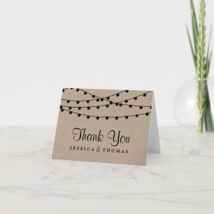 The Rustic Kraft String Lights Wedding Collection Thank You Card