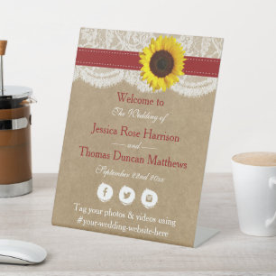 The Rustic Kraft Sunflower Wedding Collection Pedestal Sign
