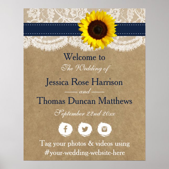 The Rustic Kraft Sunflower Wedding Collection Poster (Front)