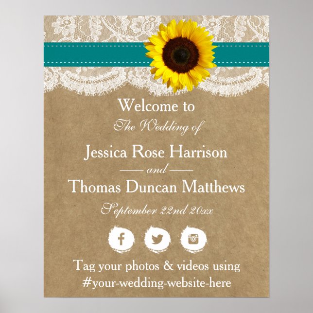 The Rustic Kraft Sunflower Wedding Collection Poster (Front)