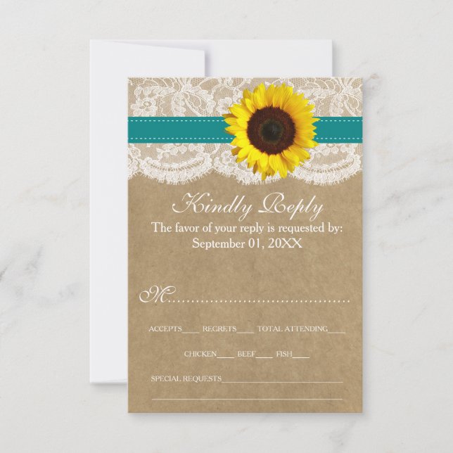 The Rustic Kraft Sunflower Wedding Collection RSVP Card (Front)