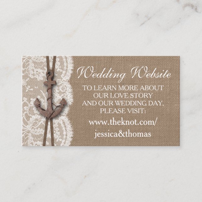 The Rustic Nautical Anchor Wedding Collection Enclosure Card (Front)