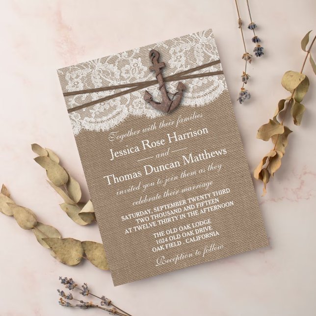 The Rustic Nautical Anchor Wedding Collection Invitation (Creator Uploaded)