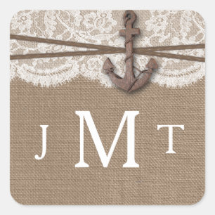 The Rustic Nautical Anchor Wedding Collection Square Sticker