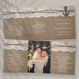 The Rustic Nautical Anchor Wedding Collection Tri-Fold Programme