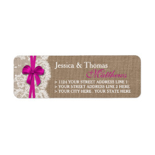 The Rustic Pink Bow Wedding Collection Labels