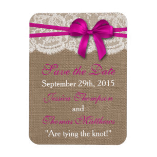 The Rustic Pink Bow Wedding Collection Magnet