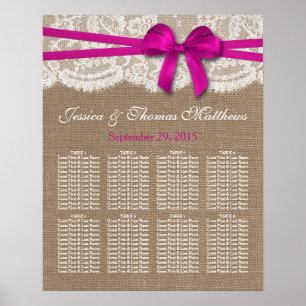 The Rustic Pink Bow Wedding Collection Seating Poster