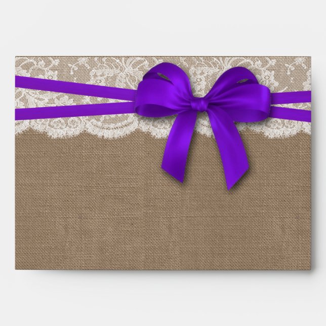 The Rustic Purple Bow Wedding Collection Envelopes (Front)