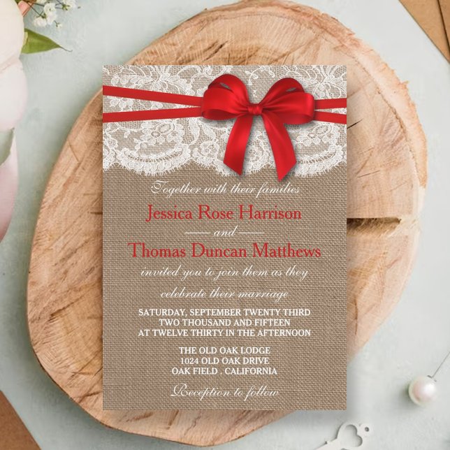 The Rustic Red Bow Wedding Collection Invitation (Creator Uploaded)