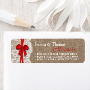 The Rustic Red Bow Wedding Collection Labels