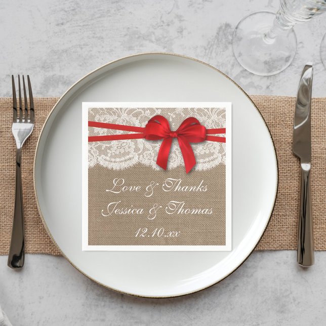The Rustic Red Bow Wedding Collection Napkin (Creator Uploaded)