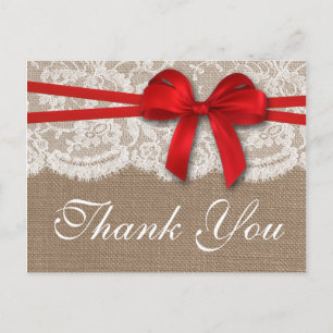 The Rustic Red Bow Wedding Collection Postcard