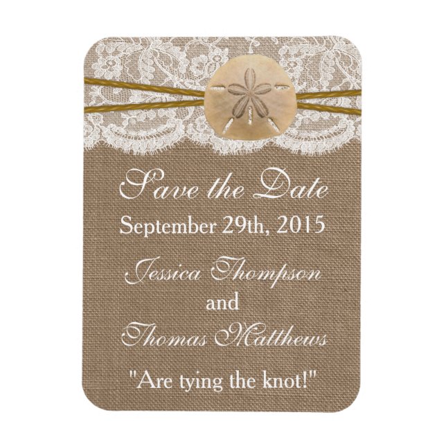 The Rustic Sand Dollar Beach Wedding Collection Magnet (Vertical)