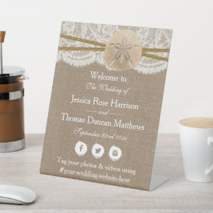 The Rustic Sand Dollar Beach Wedding Collection Pedestal Sign