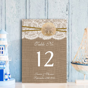 The Rustic Sand Dollar Beach Wedding Collection Table Number